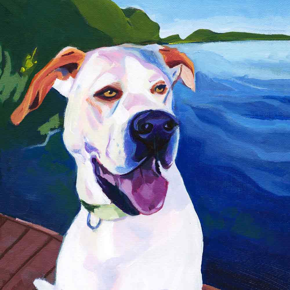 painting of a white dog