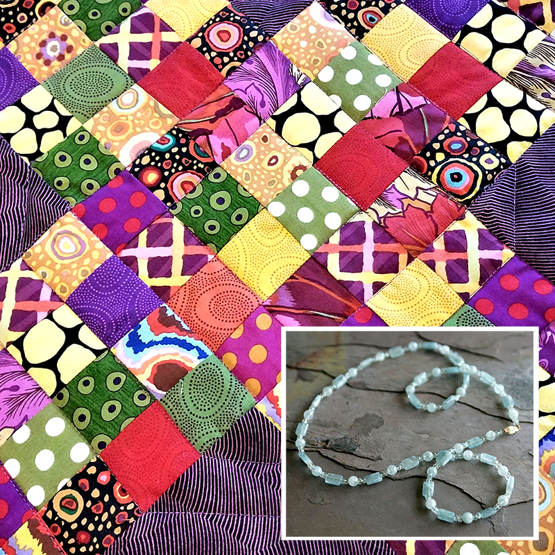 quilt and necklace - Jane Petersen